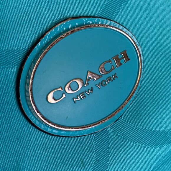 Coach Monogram Getaway File Bag Teal Nylon Crossbody - Picture 2 of 14